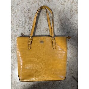 ANNE KLEIN MUSTARD YELLOW  FAUX LEATHER CROC  SHOULDER BAG
